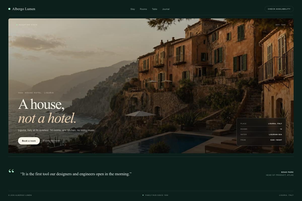 Albergo Lumen — full page preview