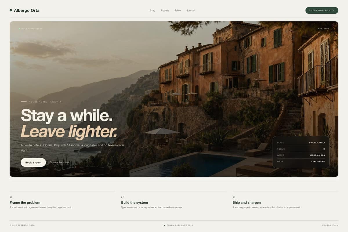 Albergo Orta — full page preview