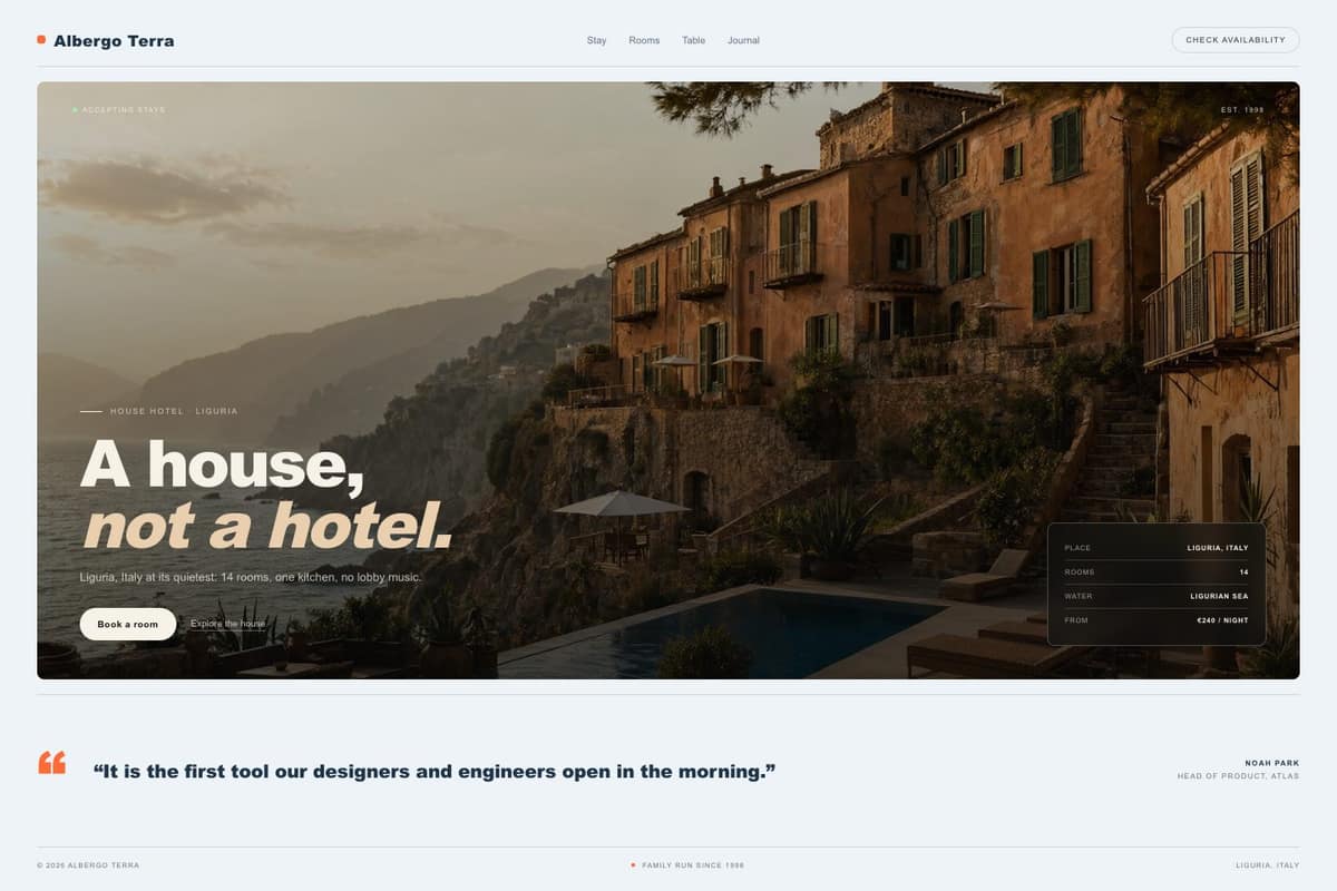 Albergo Terra — full page preview