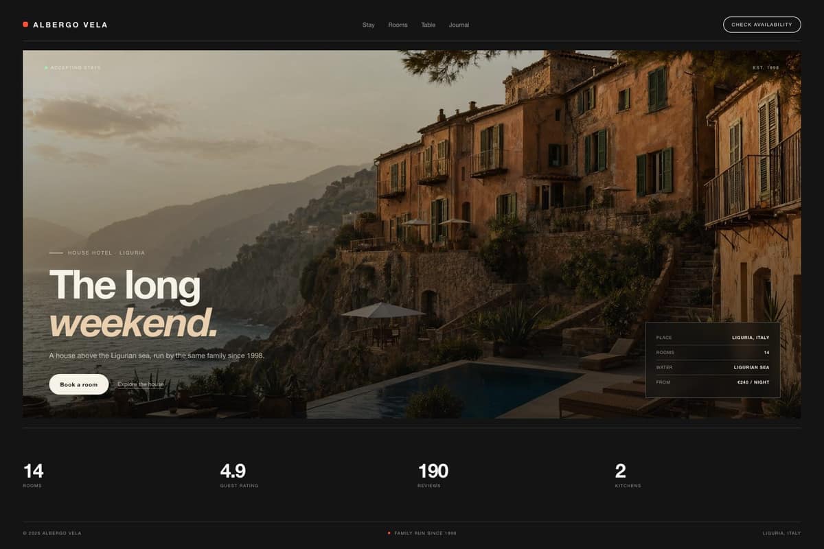 Albergo Vela — full page preview