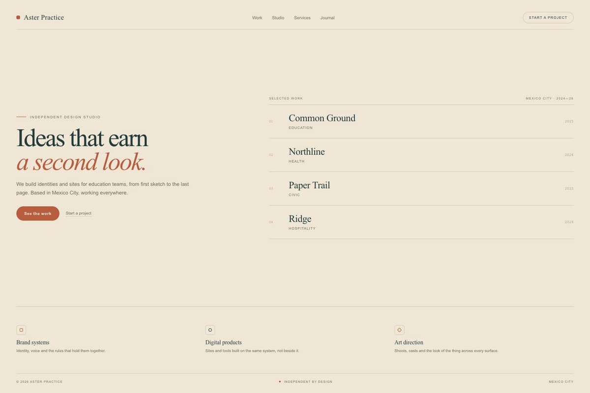 Aster Practice — full page preview