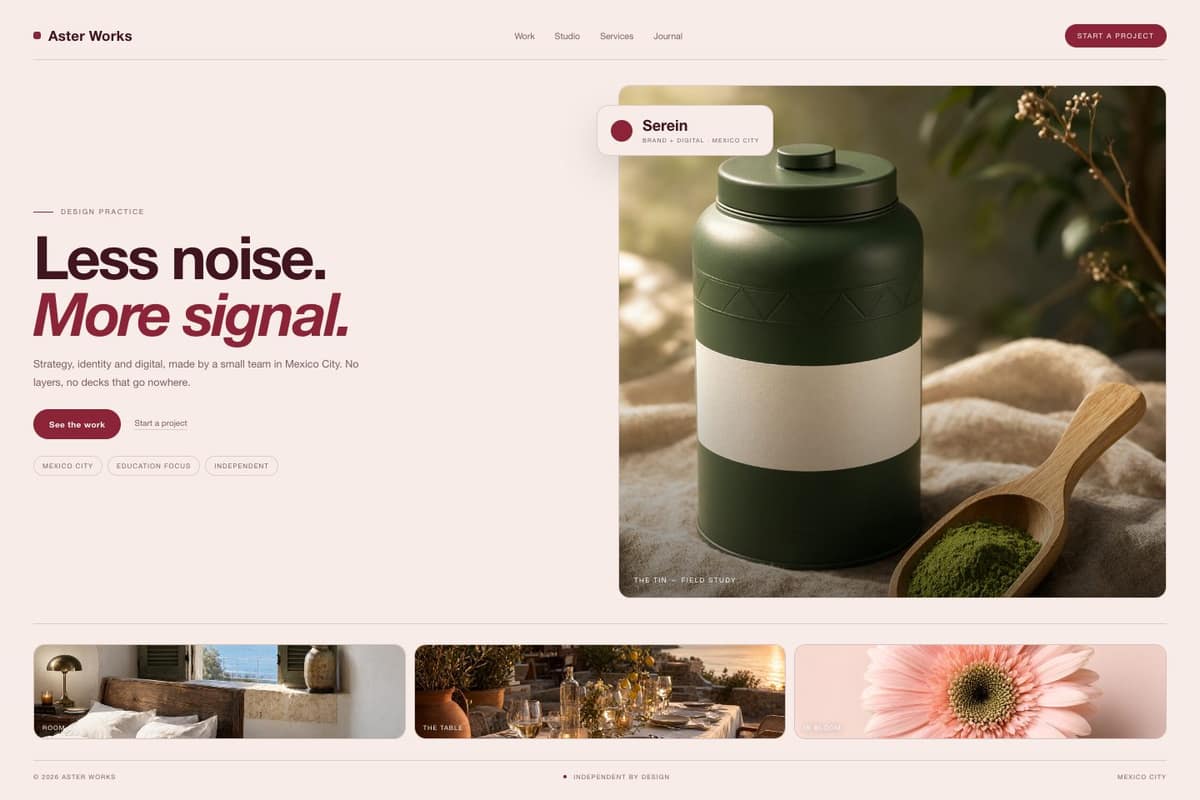 Aster Works — full page preview