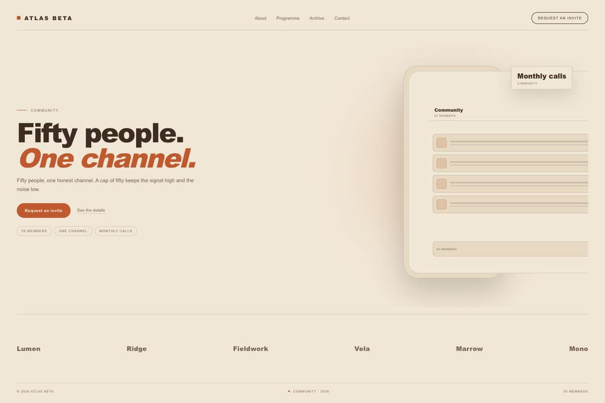 Atlas Beta — full page preview