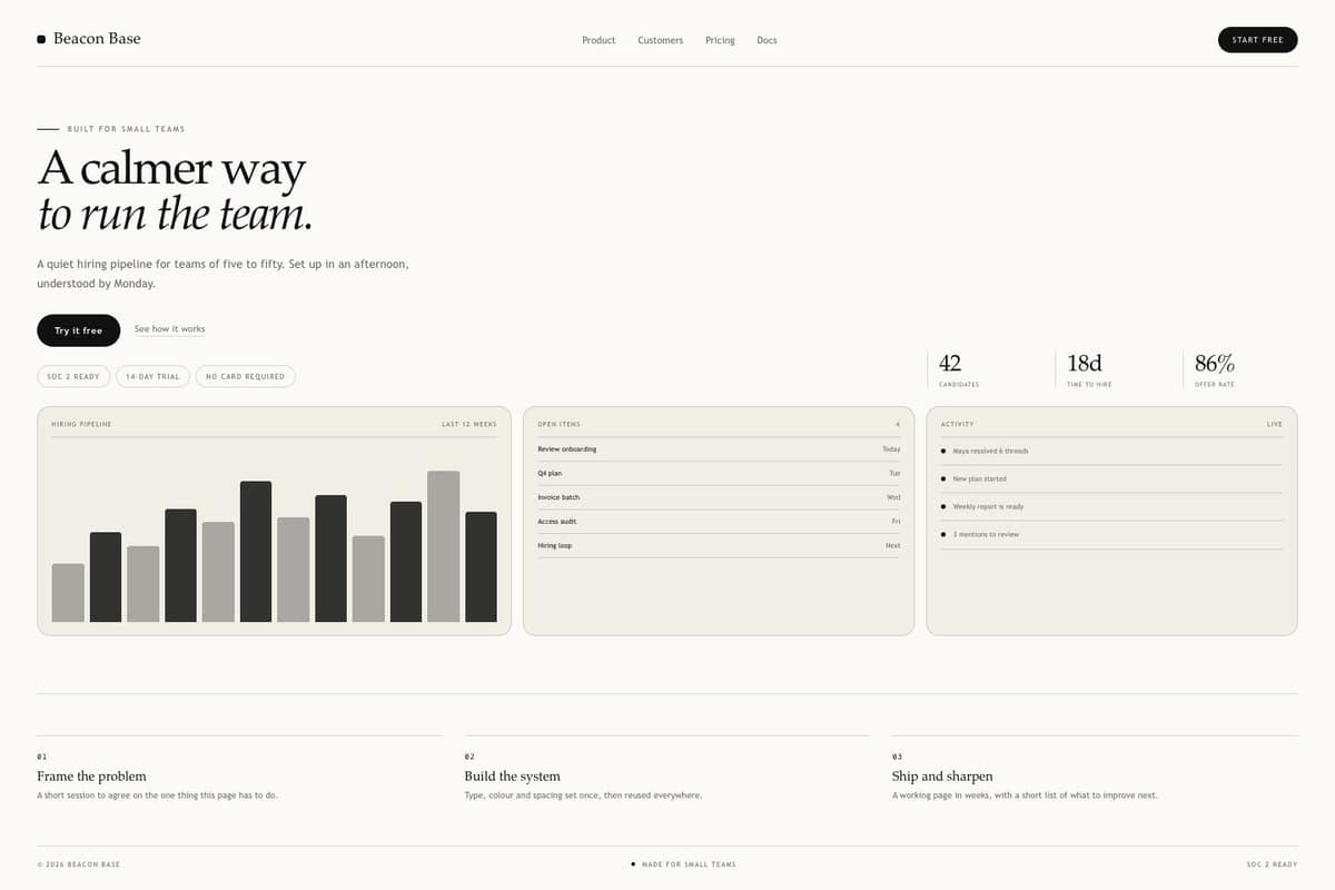 Beacon Base — full page preview