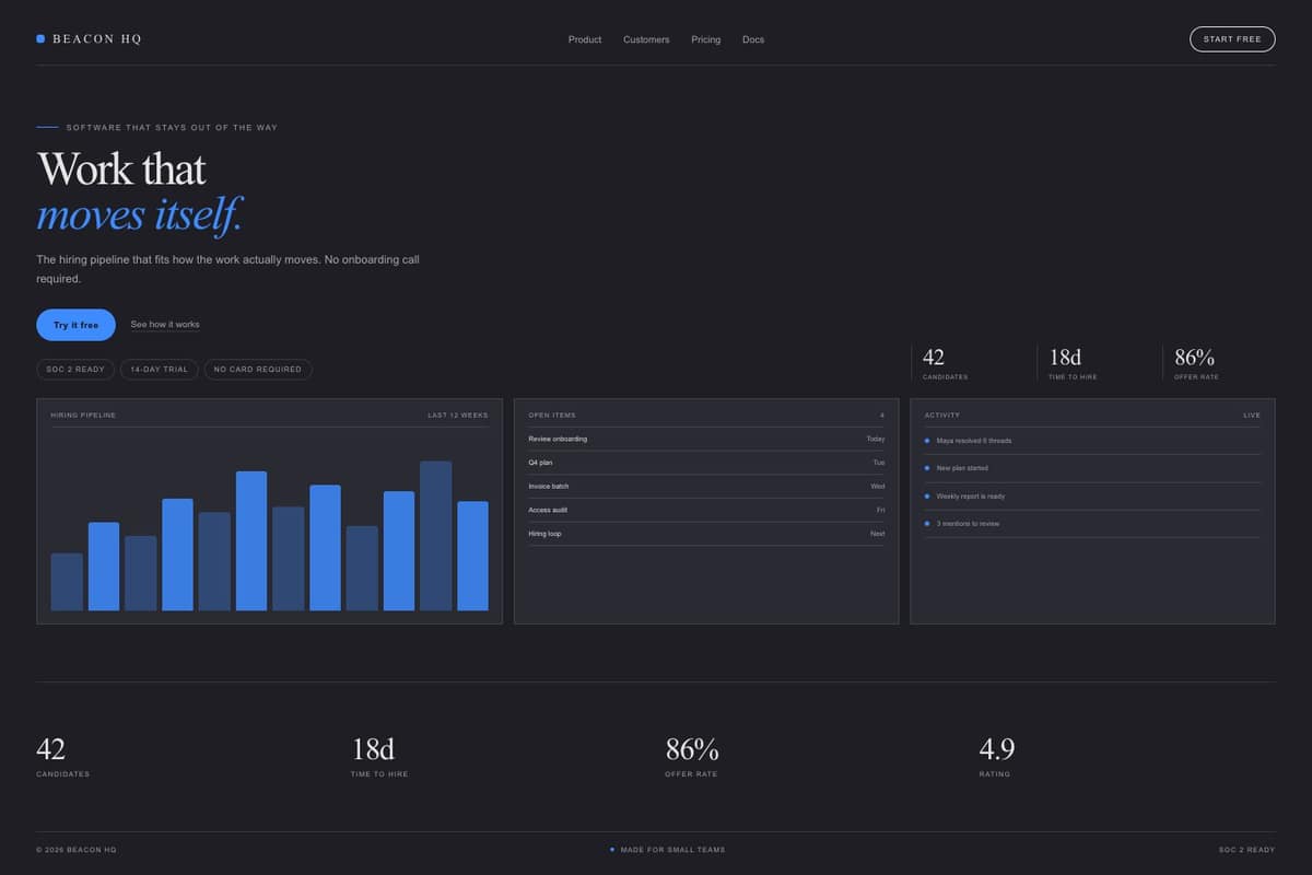Beacon HQ — full page preview