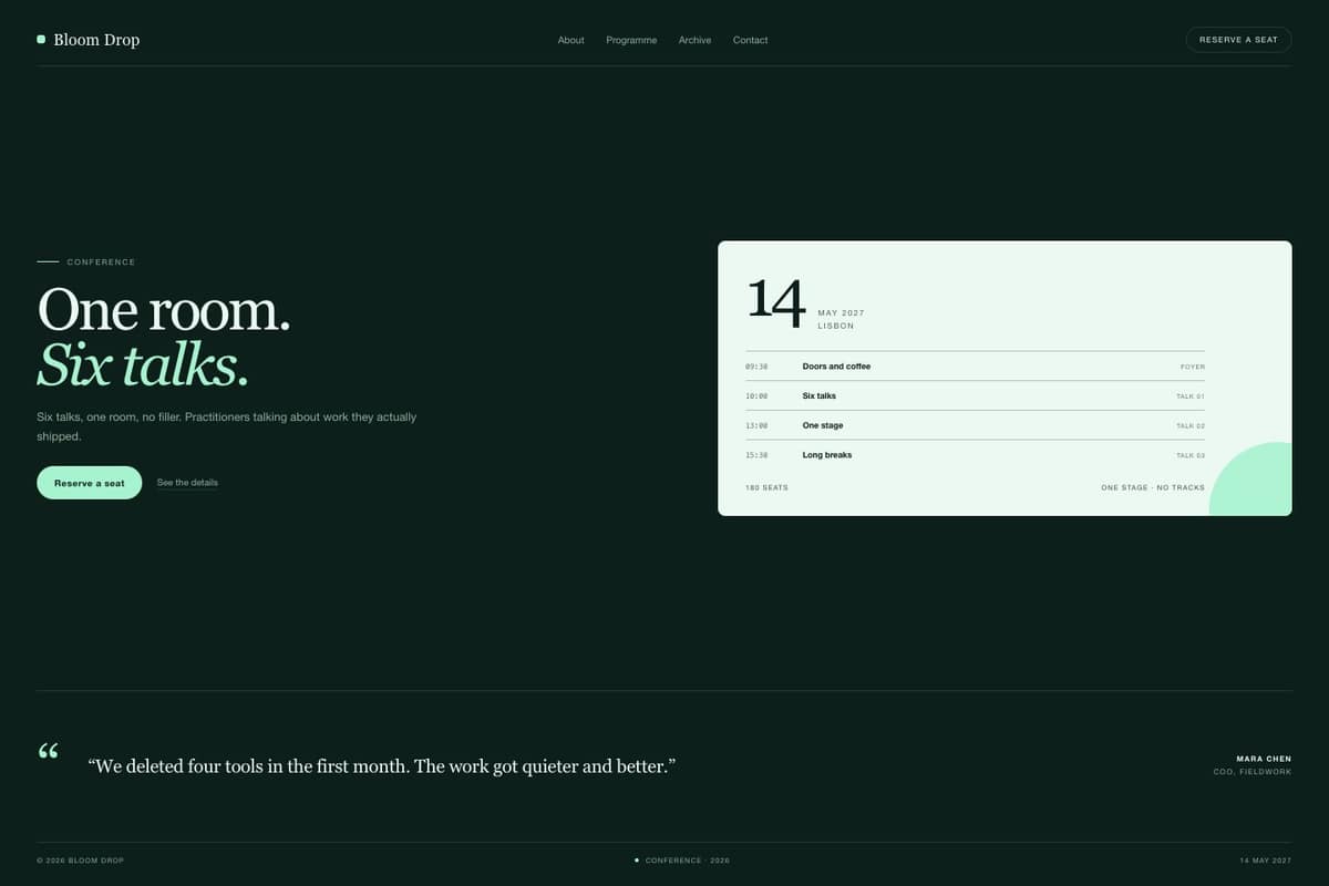 Bloom Drop — full page preview