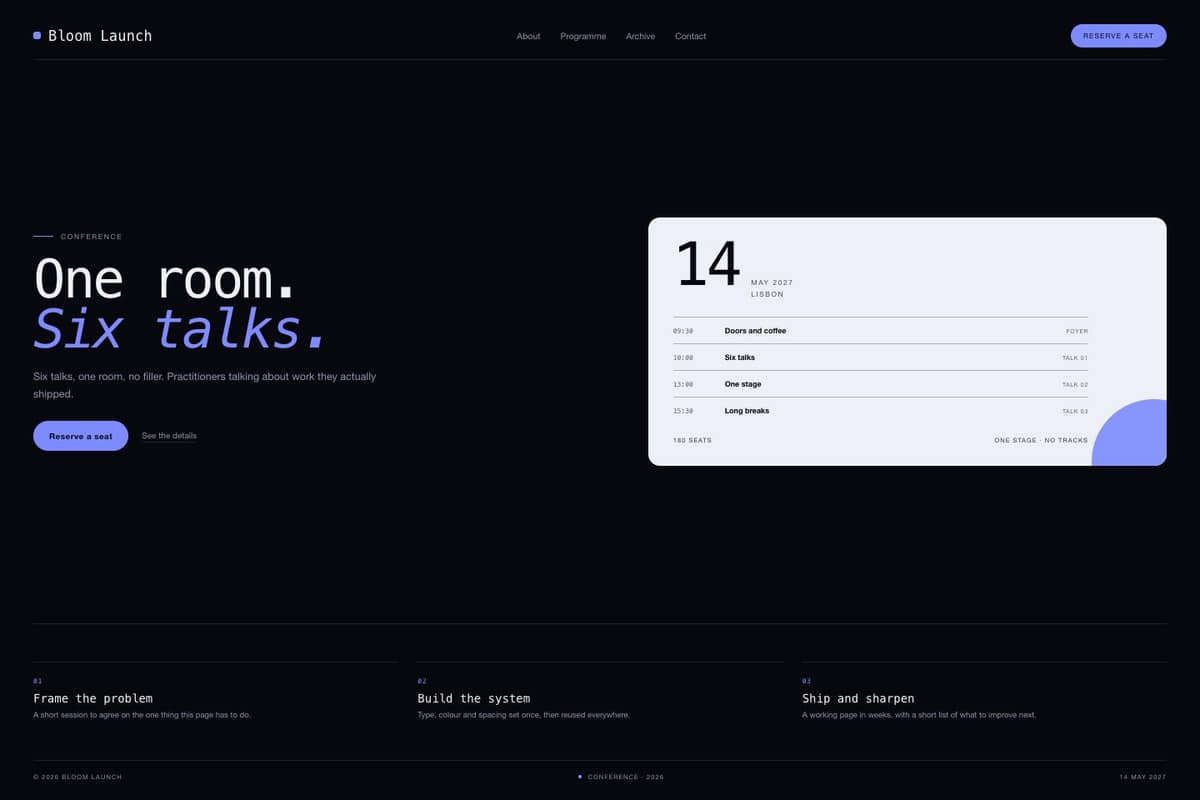 Bloom Launch — full page preview