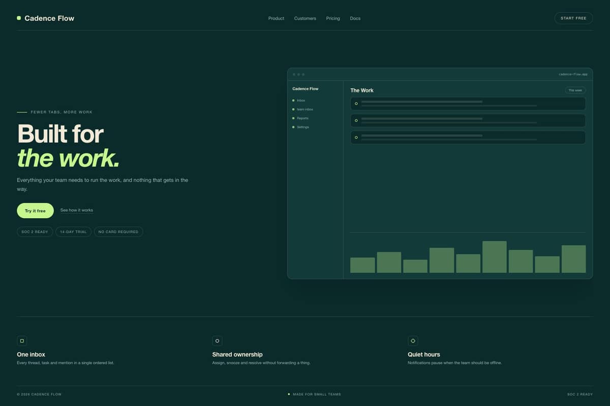 Cadence Flow — full page preview