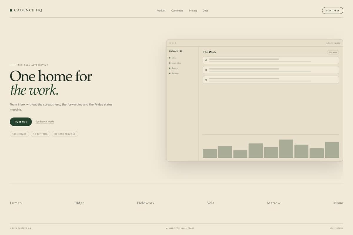 Cadence HQ — full page preview