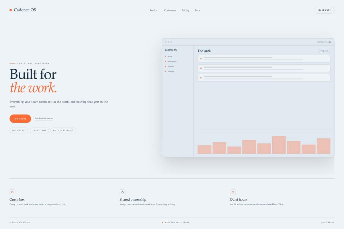 Cadence OS — full page preview