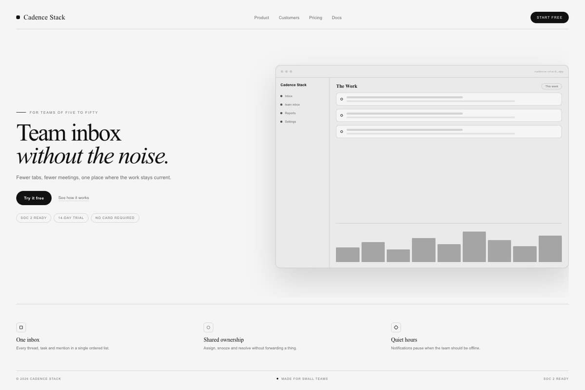 Cadence Stack — full page preview