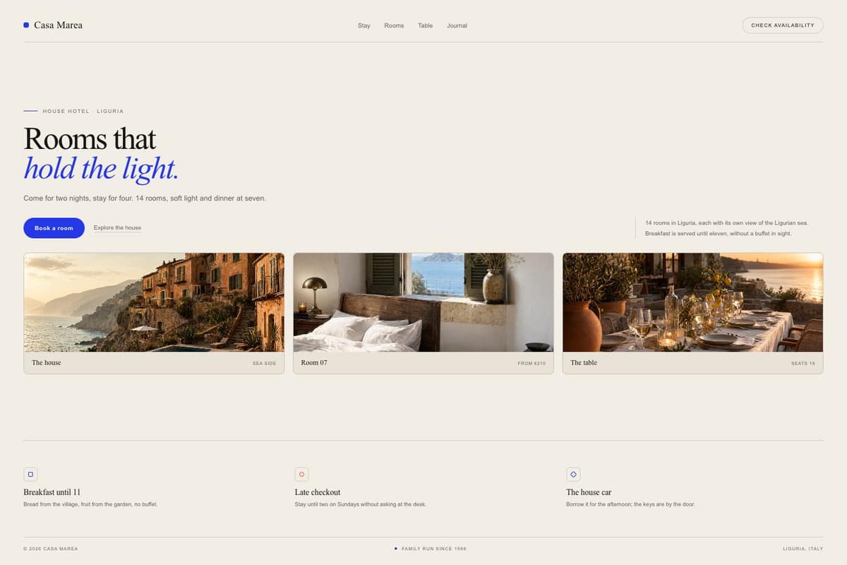 Casa Marea Stay — full page preview