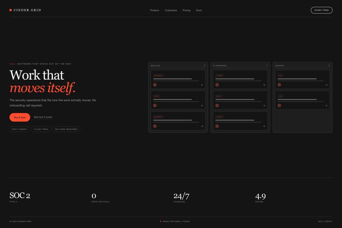 Cinder Grid — full page preview