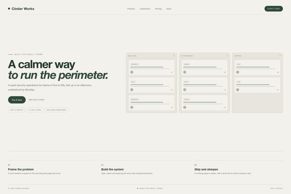 Cinder Works — full page preview