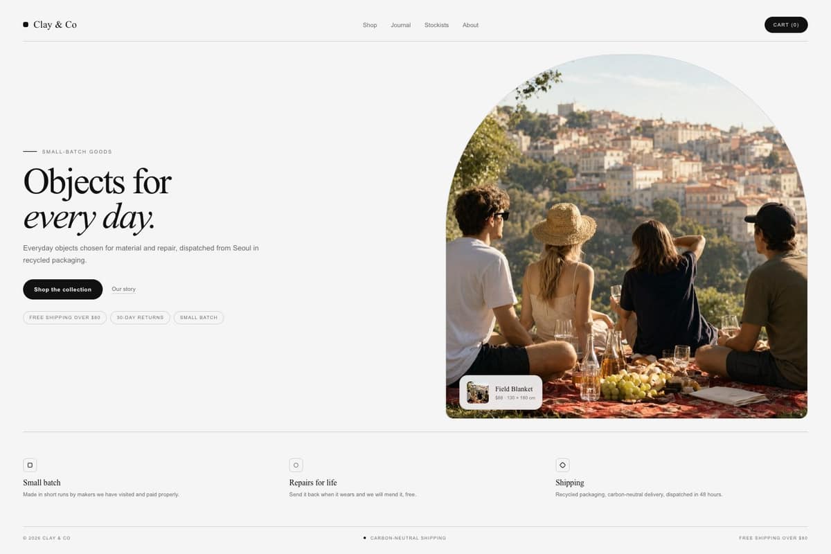 Clay & Co — full page preview