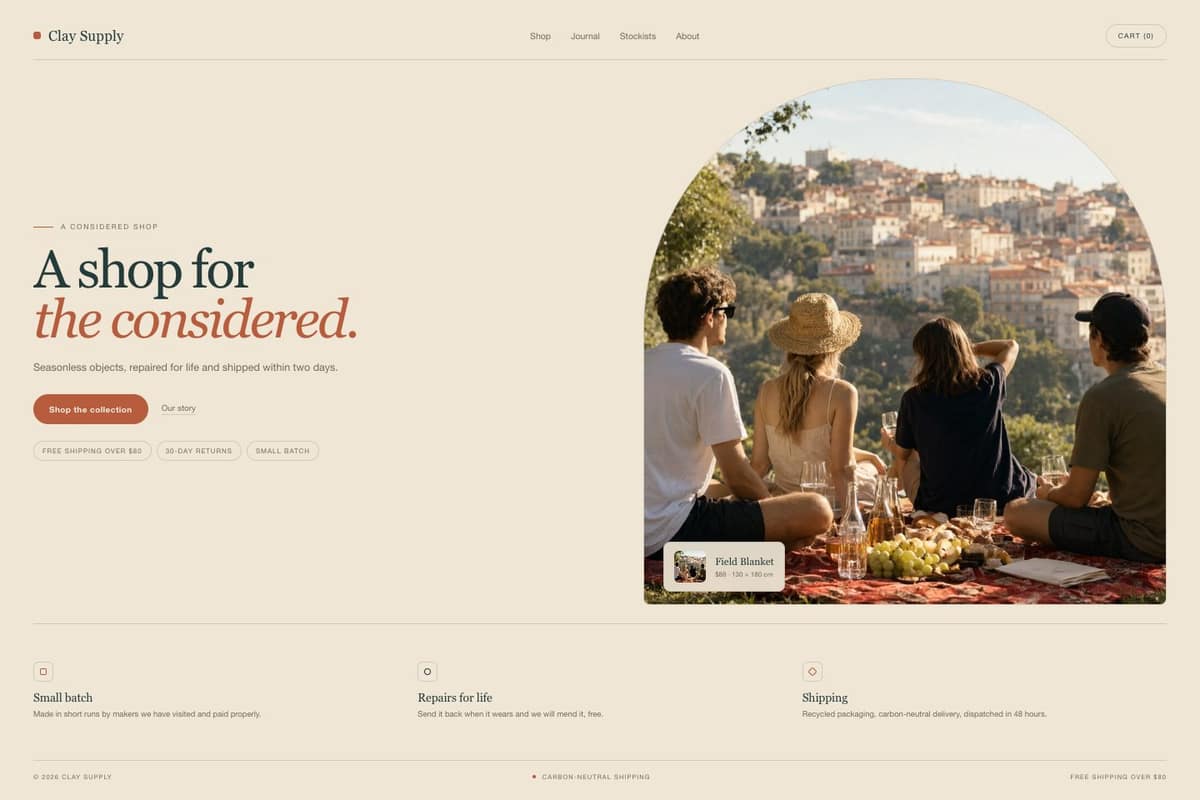 Clay Supply — full page preview