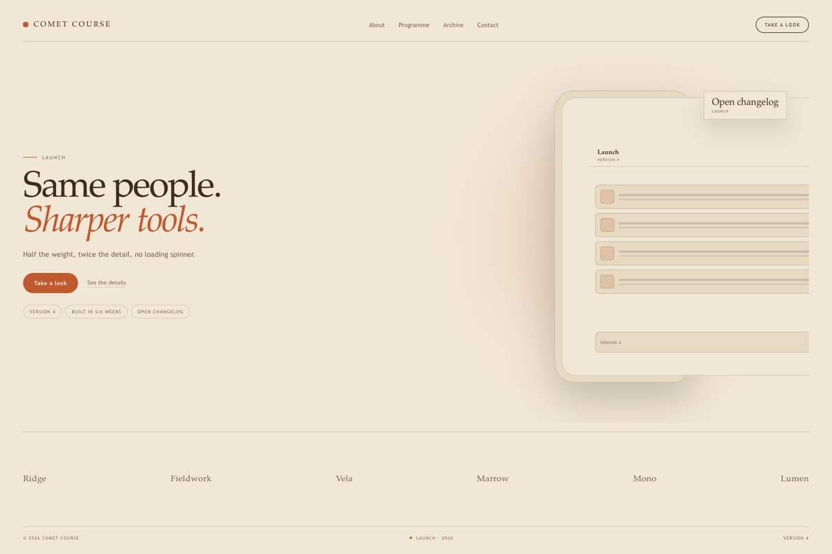 Comet Course — full page preview