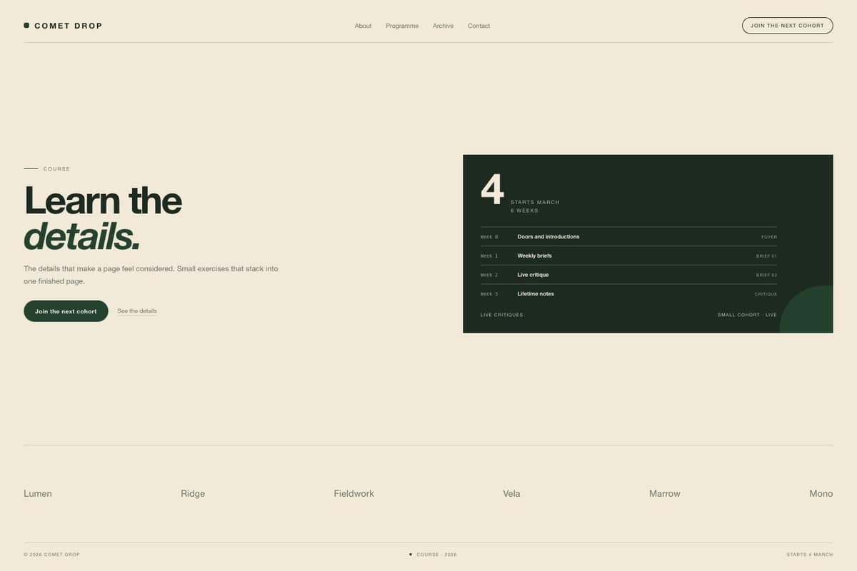 Comet Drop — full page preview
