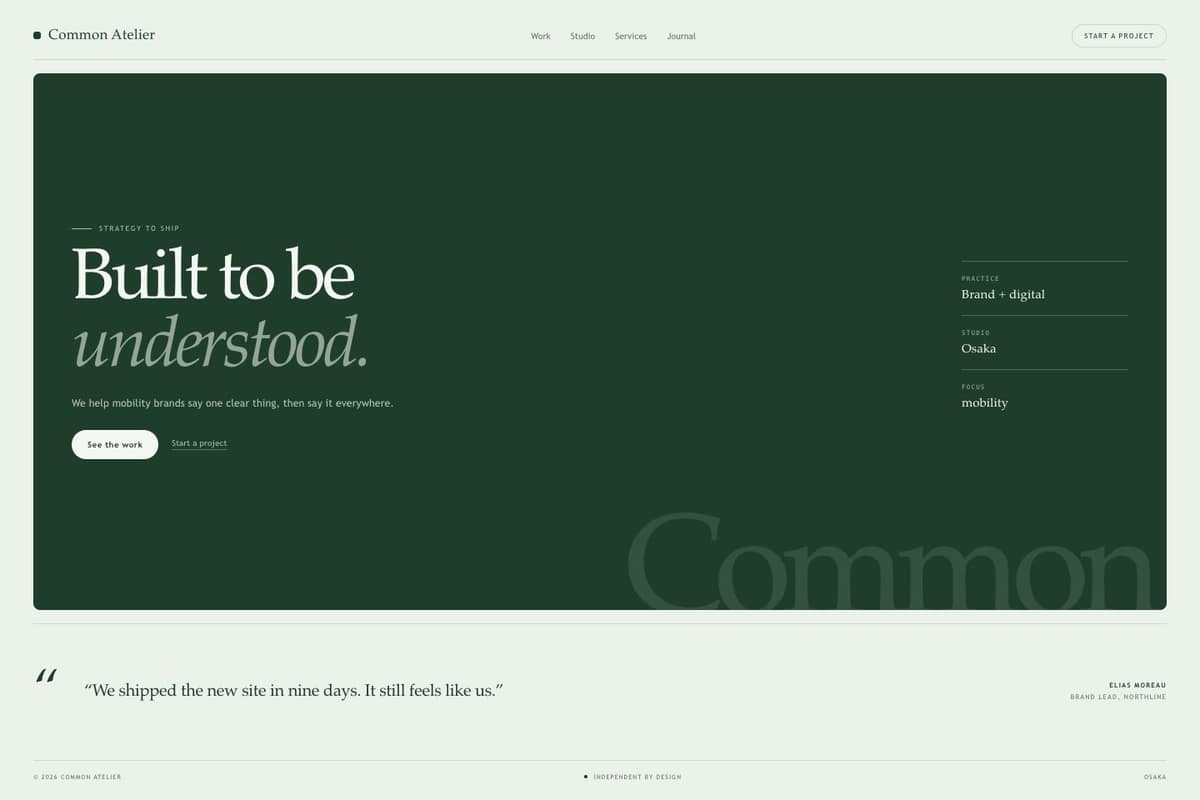 Common Atelier — full page preview