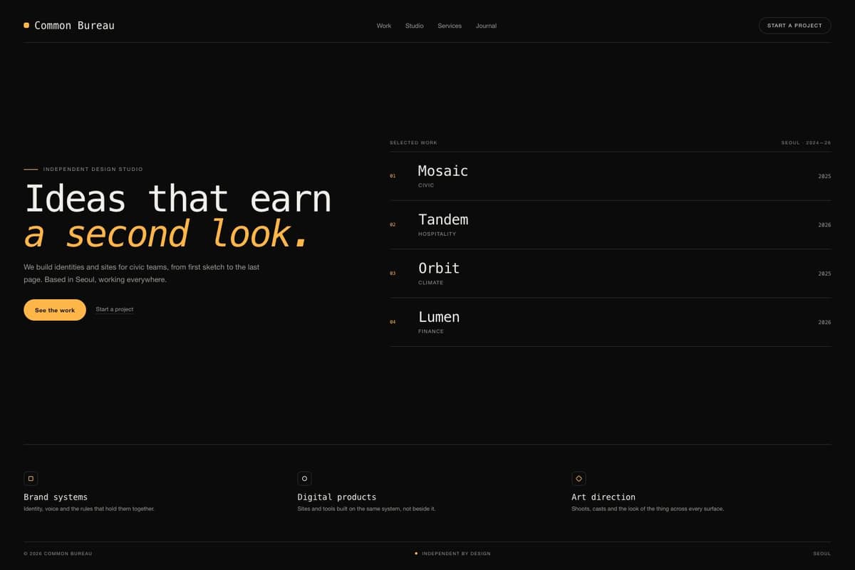 Common Bureau — full page preview