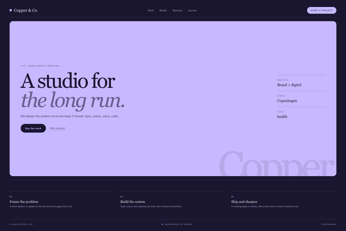 Copper & Co Agency — full page preview