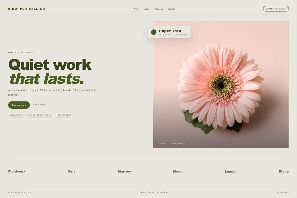Copper Atelier — full page preview