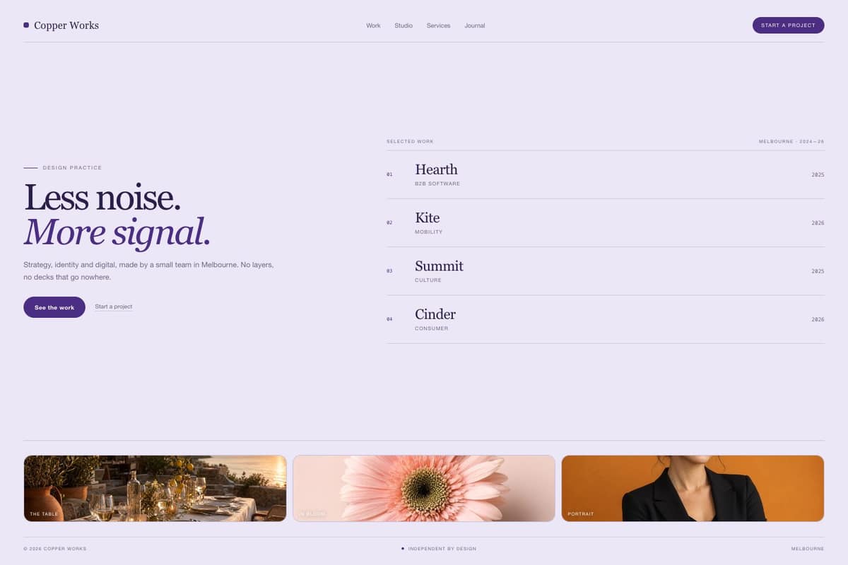 Copper Works Agency — full page preview