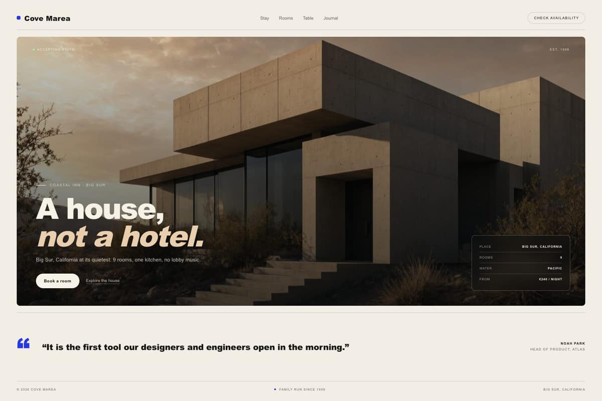 Cove Marea — full page preview