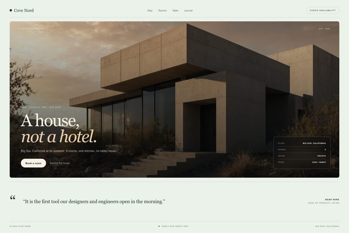 Cove Nord — full page preview