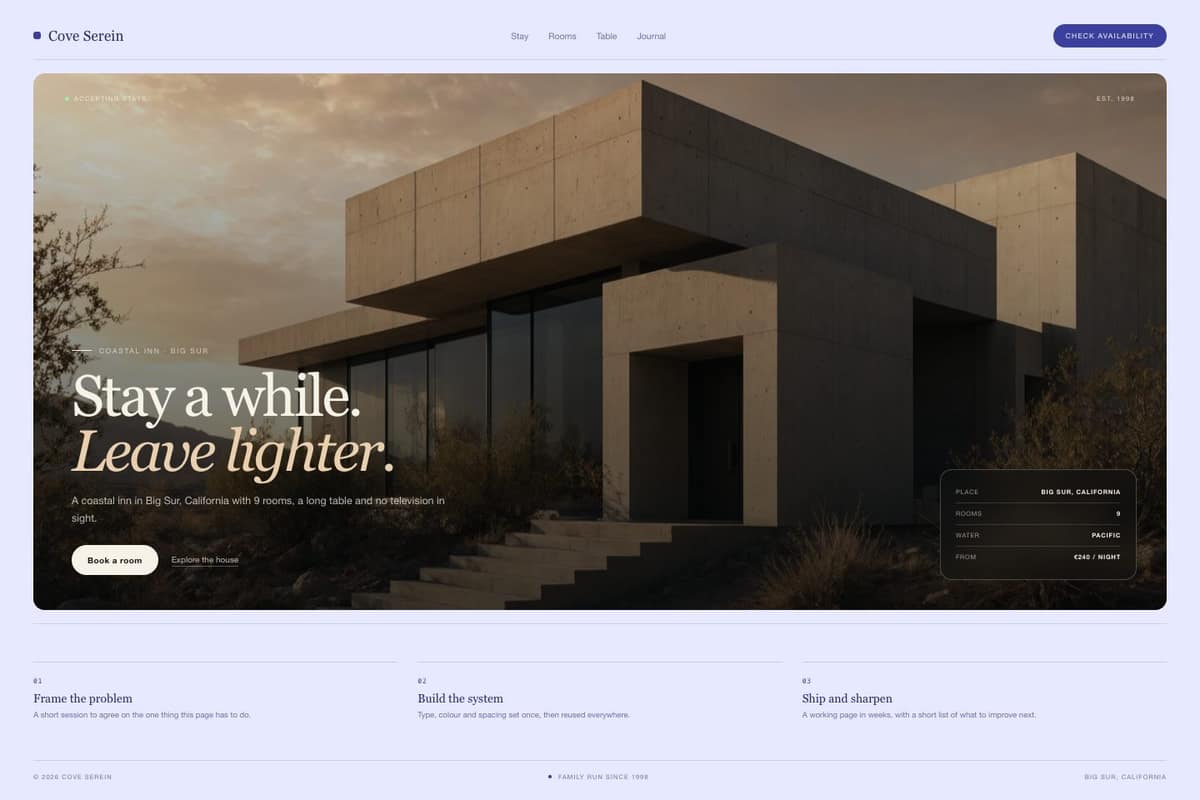 Cove Serein — full page preview