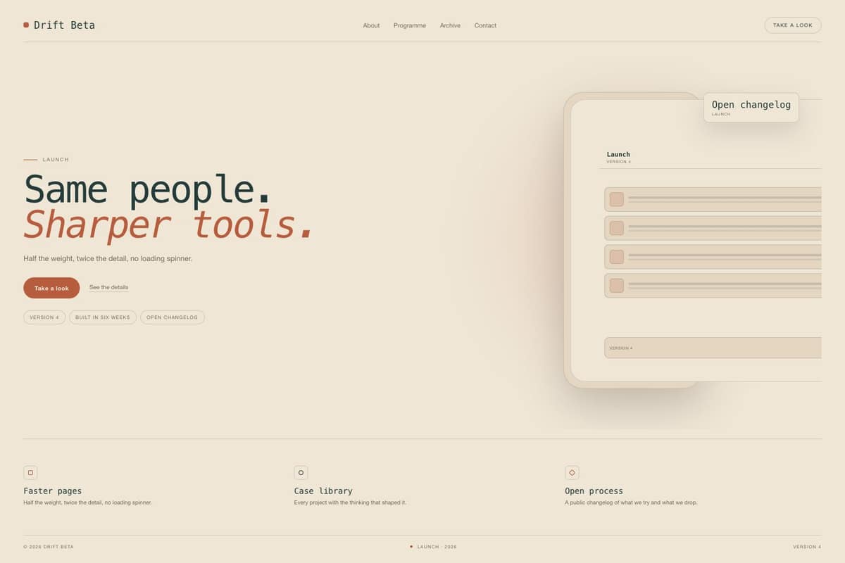 Drift Beta — full page preview