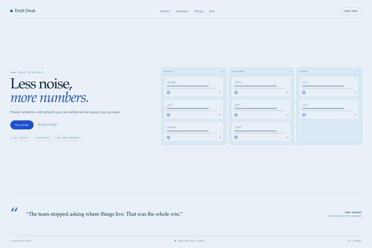 Drift Desk — full page preview