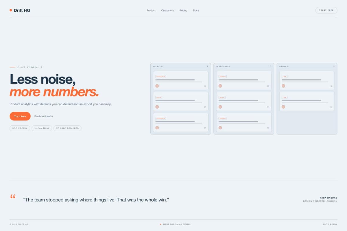 Drift HQ — full page preview