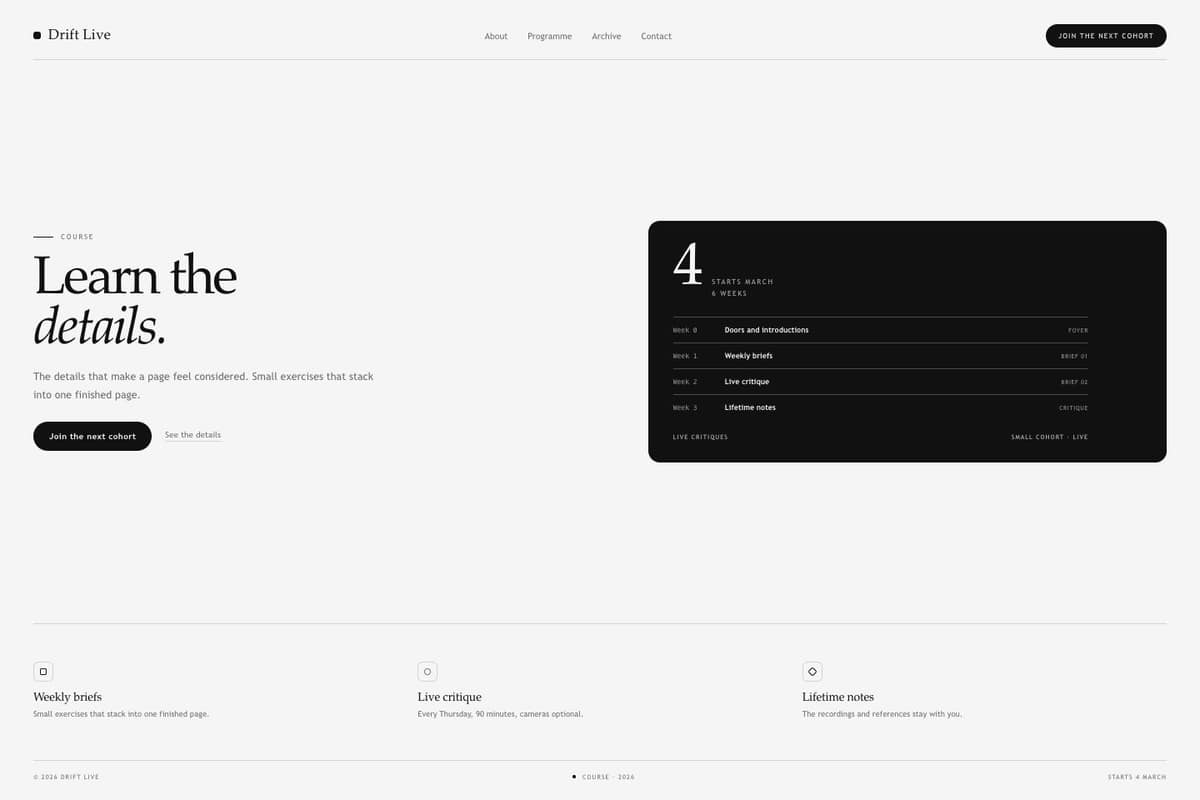 Drift Live — full page preview