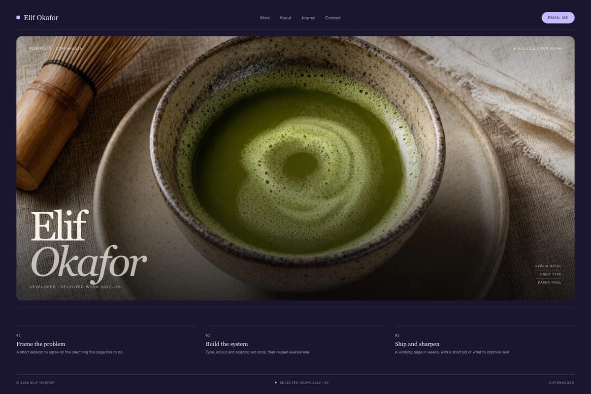 Elif Okafor — full page preview