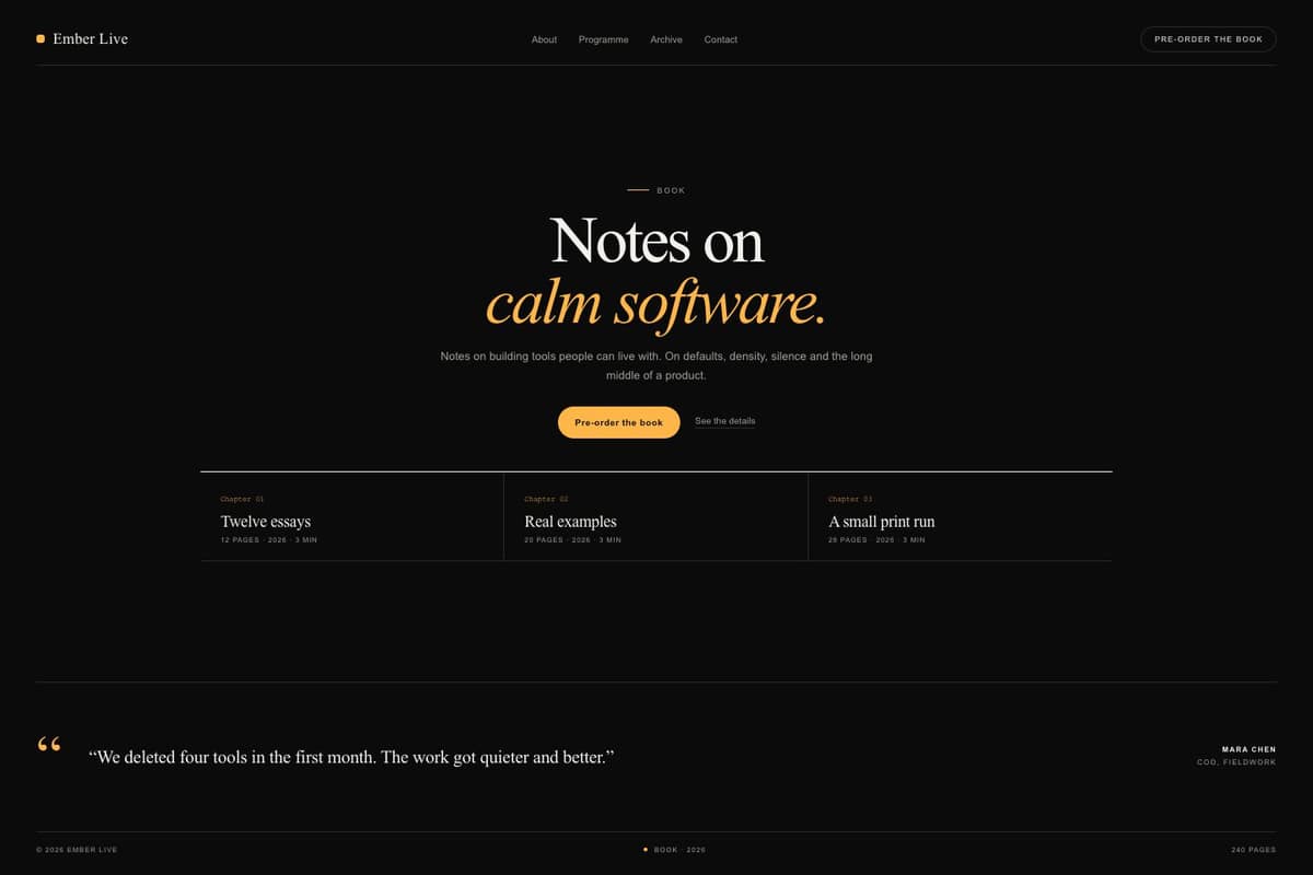 Ember Live — full page preview