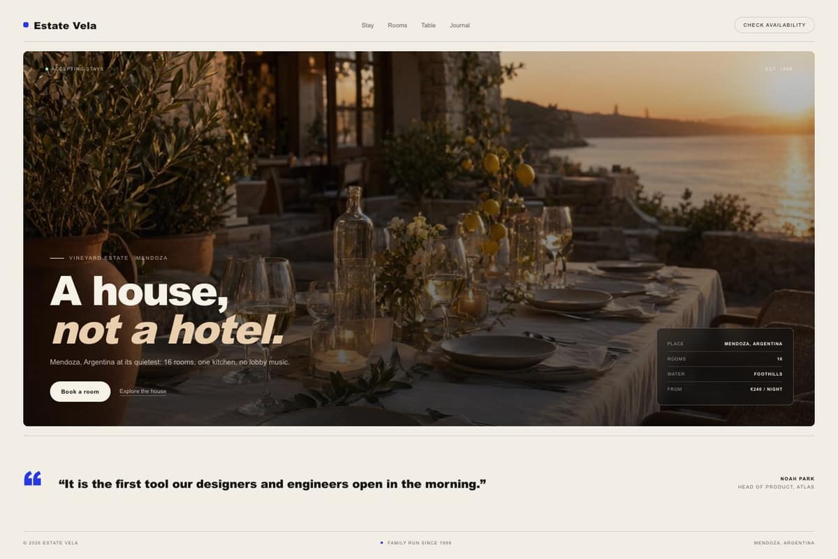 Estate Vela — full page preview