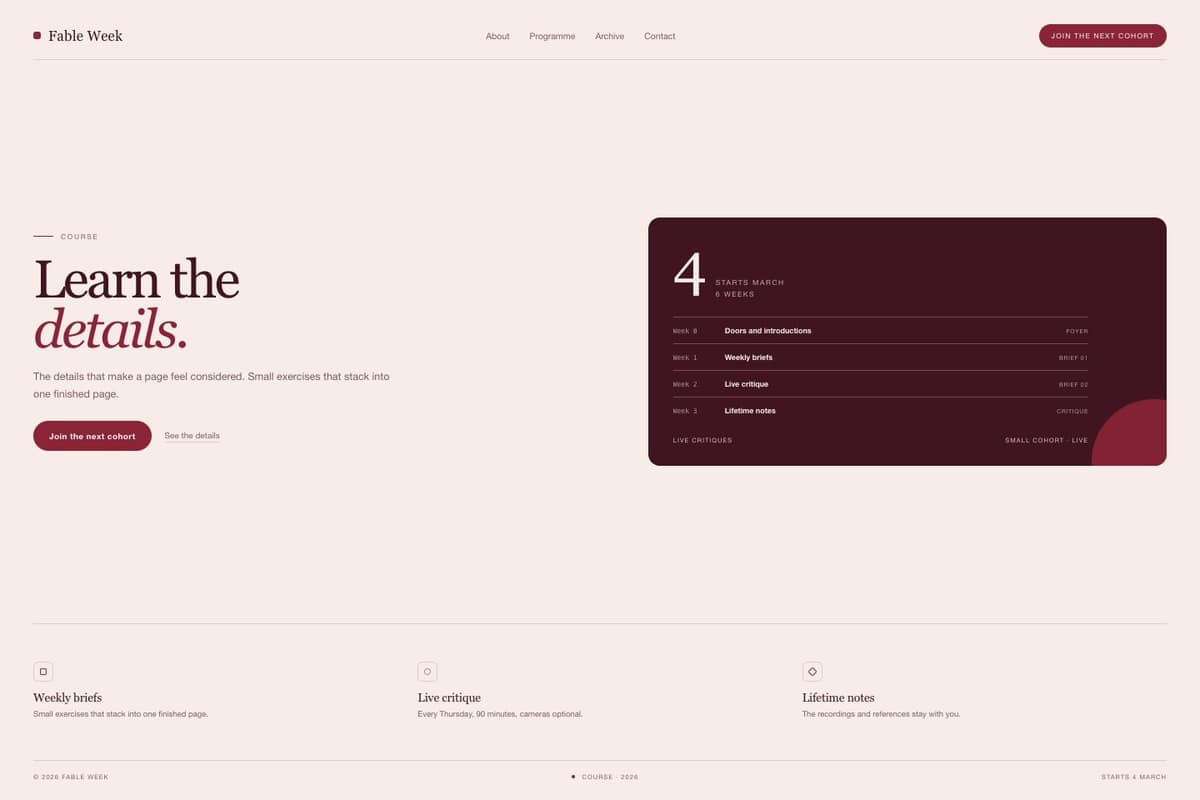 Fable Week — full page preview