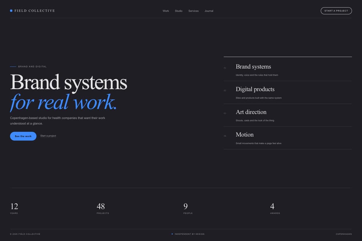 Field Collective — full page preview