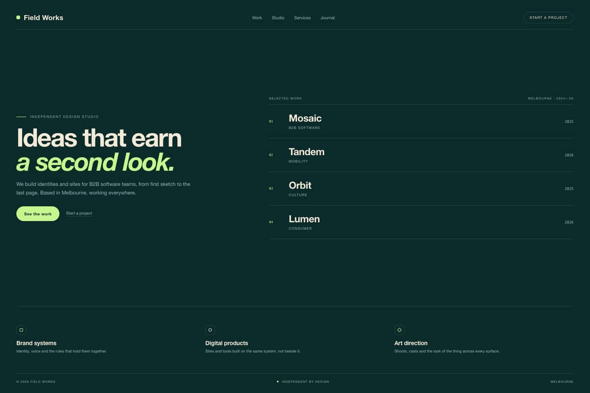 Field Works Agency — full page preview