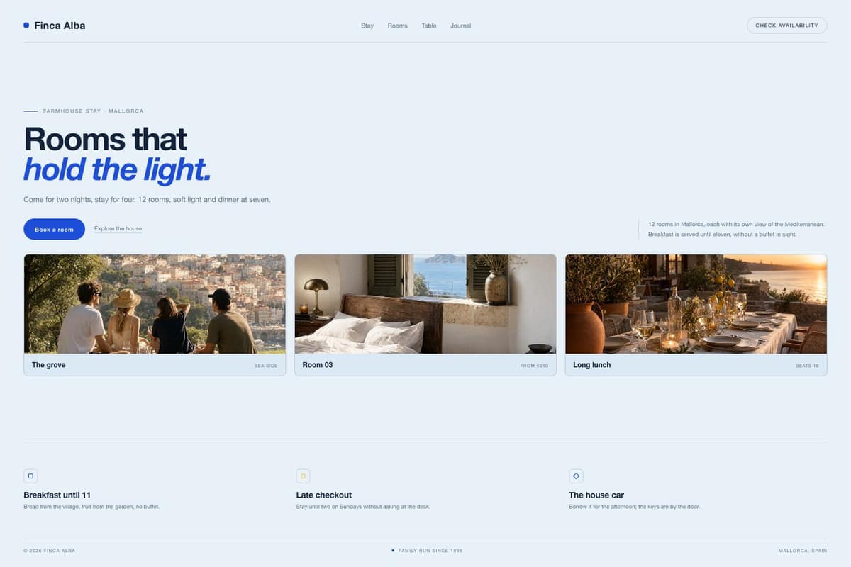 Finca Alba — full page preview