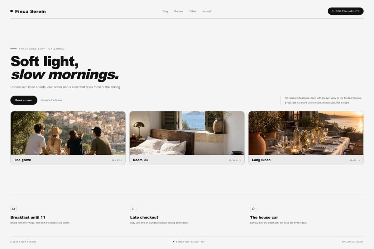 Finca Serein — full page preview