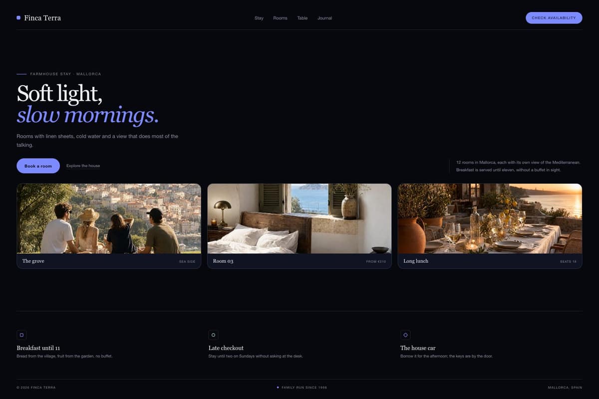 Finca Terra — full page preview