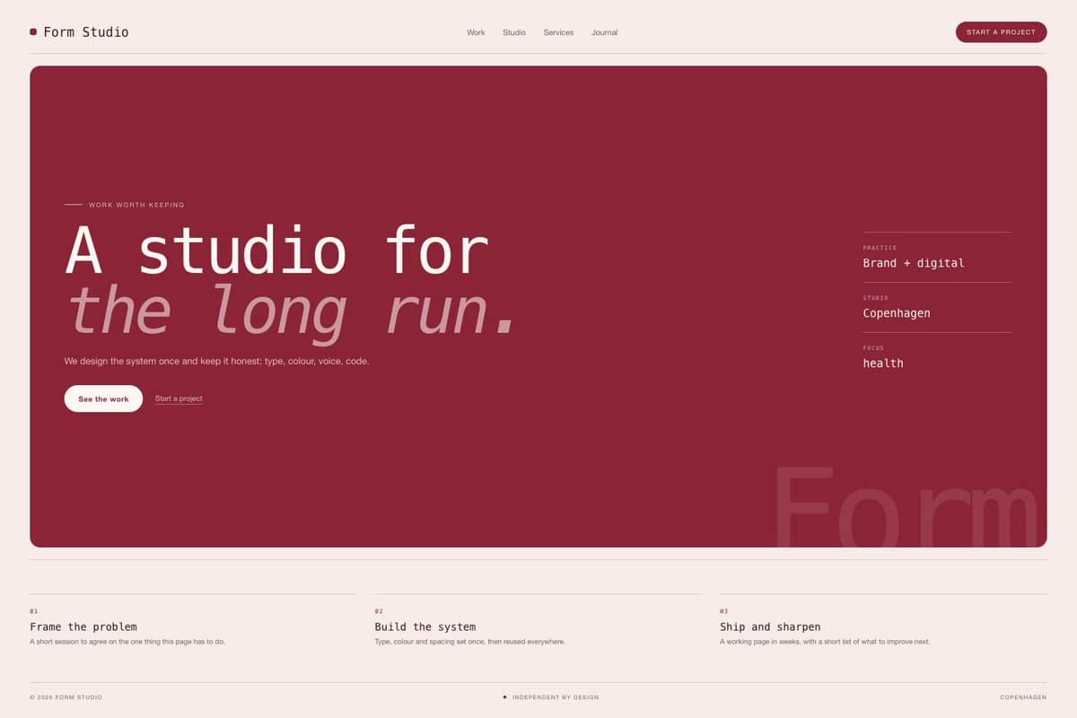 Form Studio — full page preview