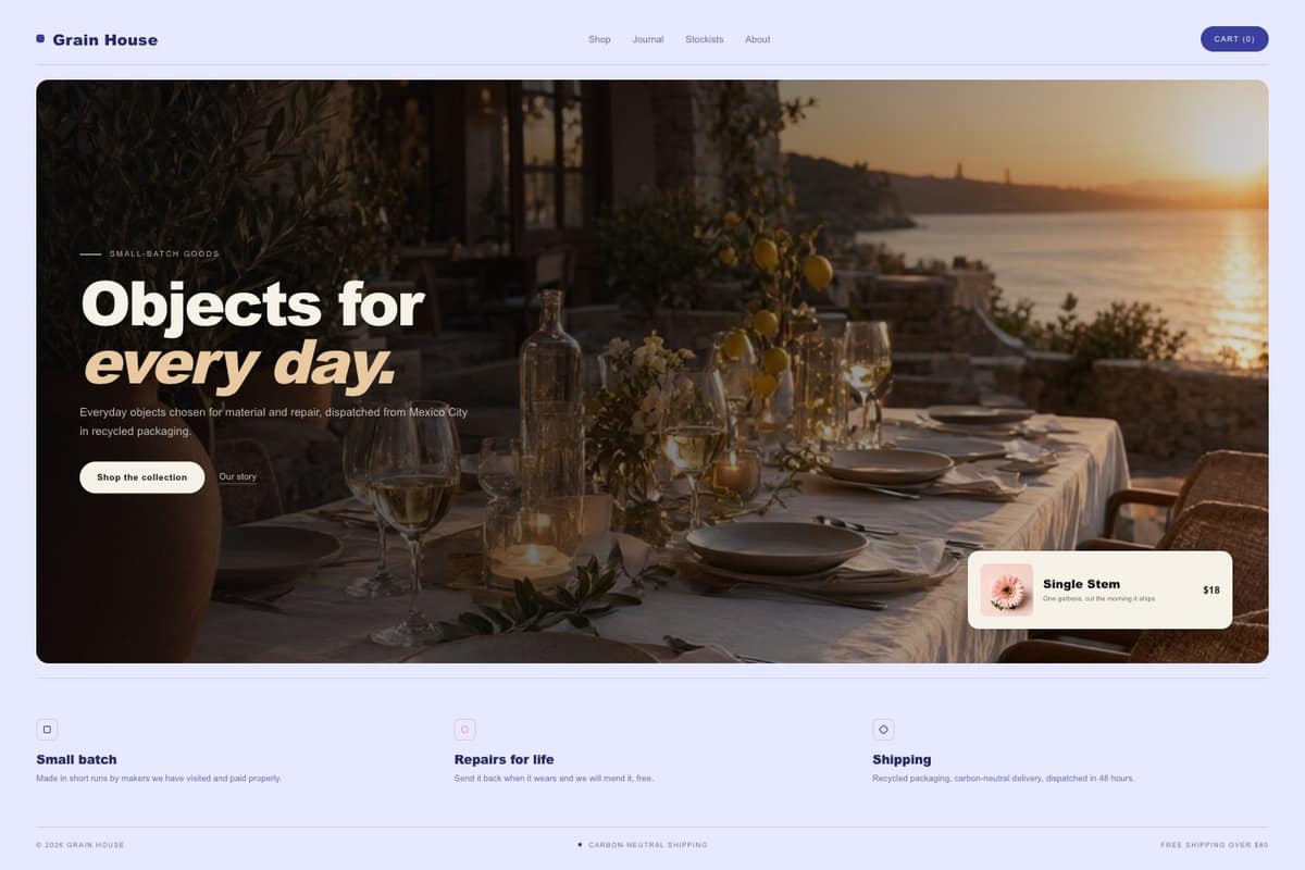 Grain House — full page preview