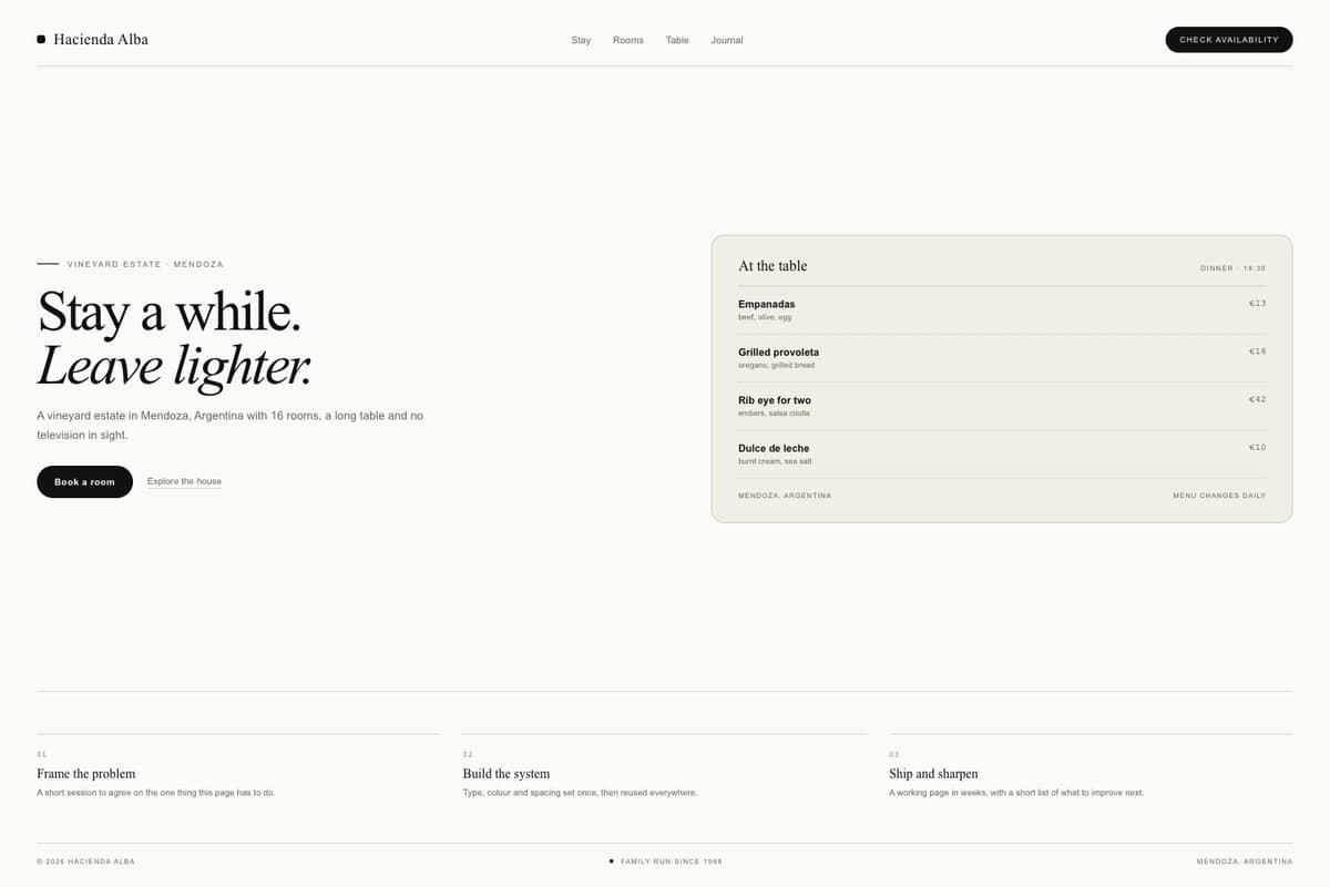 Hacienda Alba — full page preview