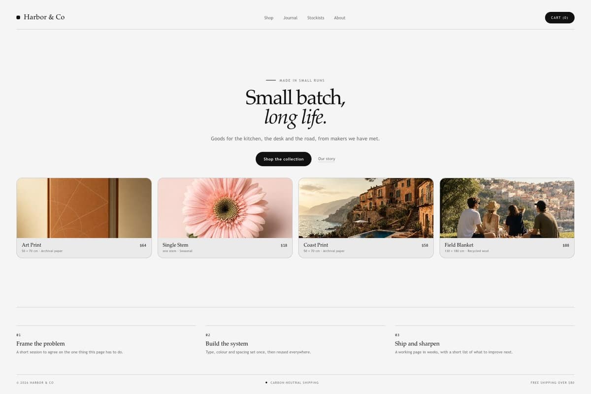 Harbor & Co — full page preview