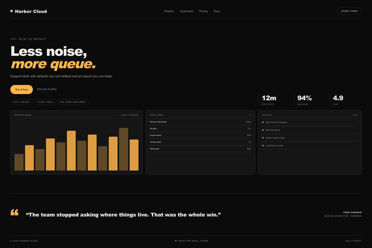 Harbor Cloud — full page preview