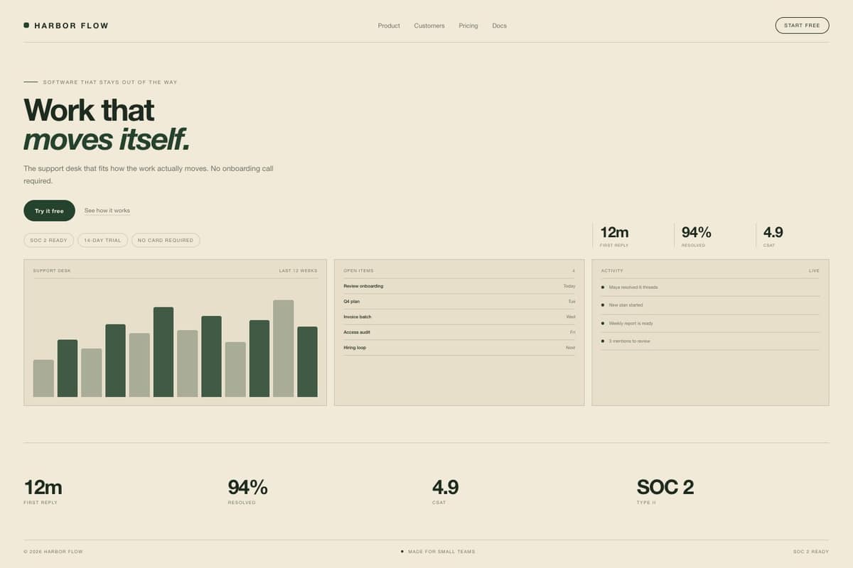 Harbor Flow — full page preview