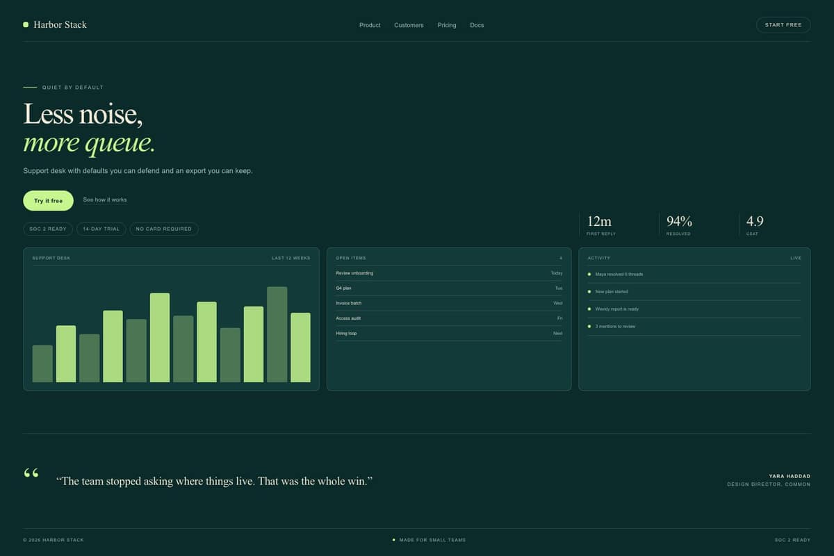 Harbor Stack — full page preview